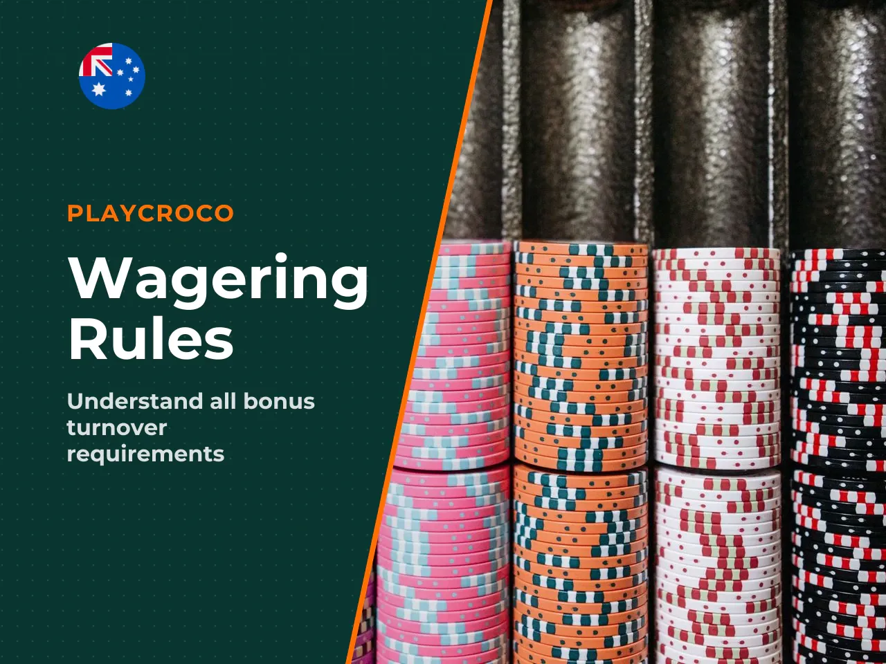 Wagering Requirements and Game Restrictions. The standard wagering requirement for all PlayCroco no deposit bonuses is **60 times the bonus amount**. Let's put real numbers to that: - A **$10 bonus** 